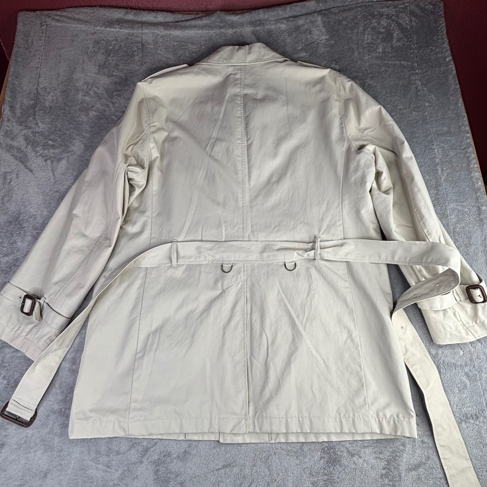 Brooks Brothers Trench Coat Men 46R Beige Regent Fit Belted Cotton Blend Check - Picture 7 of 12